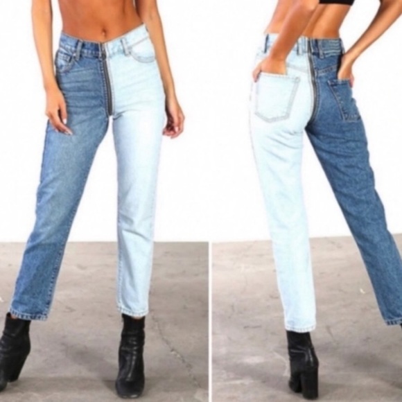 NWT Revice Ying Yang All Around Zipper High Rise Jeans Two Tone 32 - Picture 2 of 14